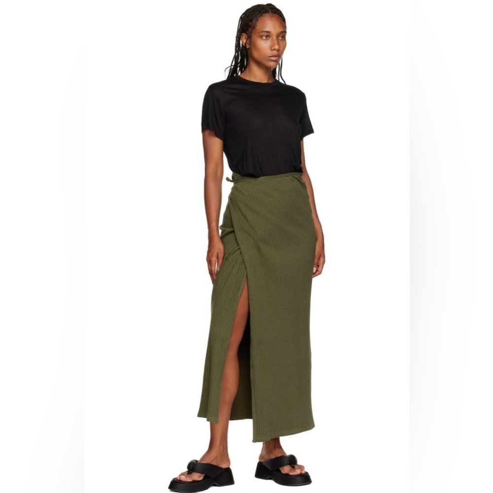 BASERANGE large Brig/wrap skirt, cotton/recycled cotton, ero green